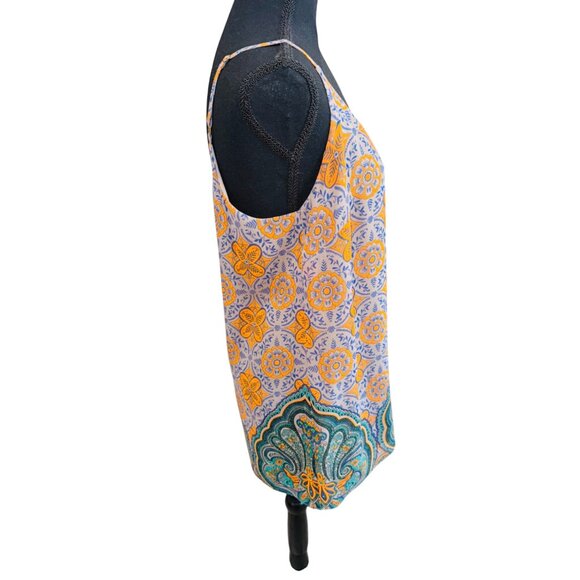 CABI Arabesque Cami Blouse Top 3082 Gray Orange Lined M Boho Cottage Core Scoop - Picture 4 of 9